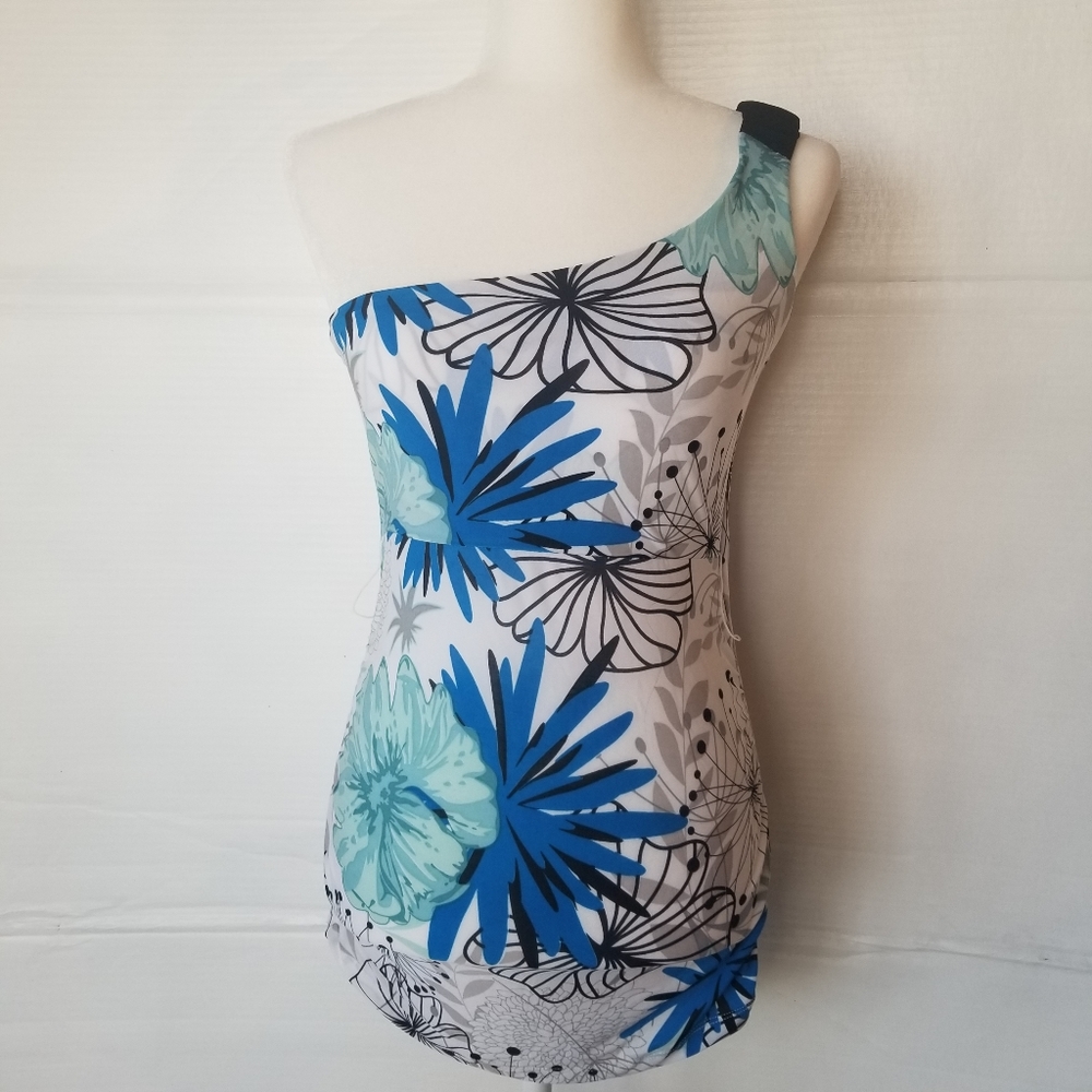 BONGO WOMENS ONE SHOULDER SLEEVELESS BLOUSE